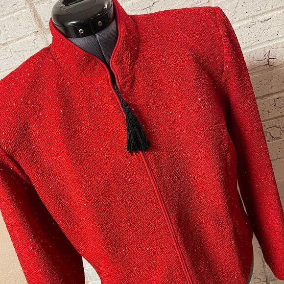 Jessica Howard Red Formal Evening Blazer Jacket Petite 14 - Picture 1 of 10